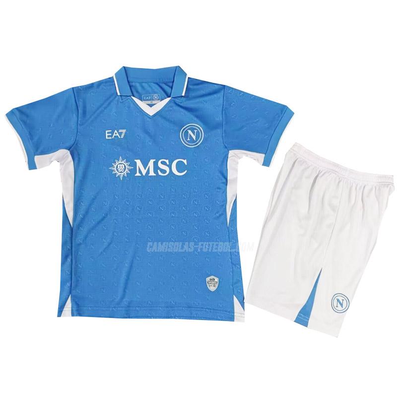 ea7 camisola napoli crianças equipamento principal 2024-25