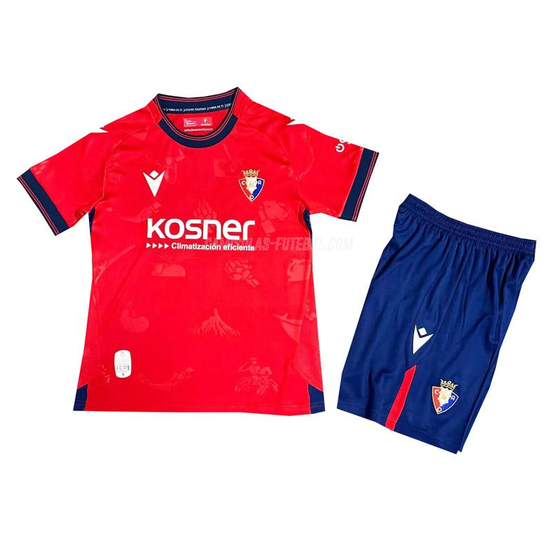 macron camisola ca osasuna crianças equipamento principal 2024-25