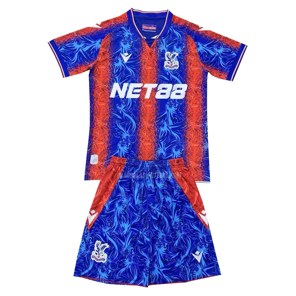 macron camisola crystal palace crianças equipamento principal 2024-25