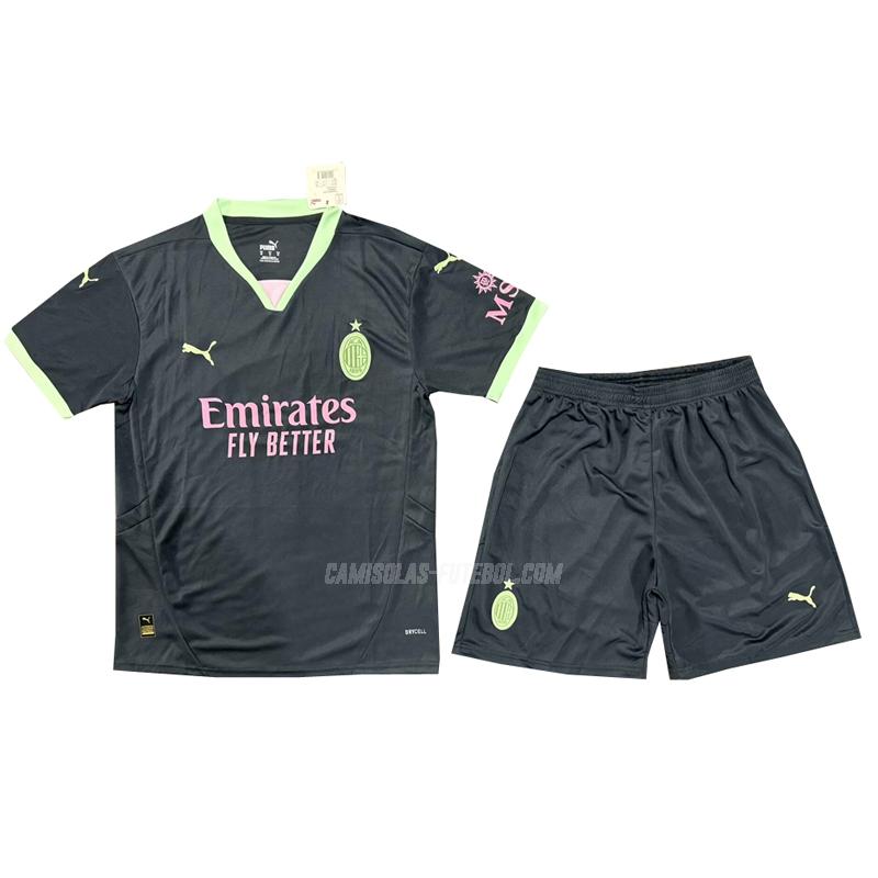 puma camisola ac milán crianças equipamento alternativo 2024-25